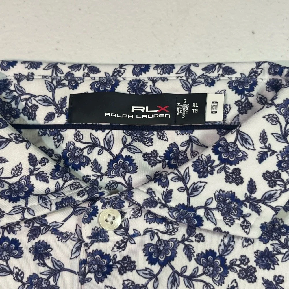 Polo Ralph Lauren RLX Men's Gold Polo Xl Floral EUC Sharp pattern